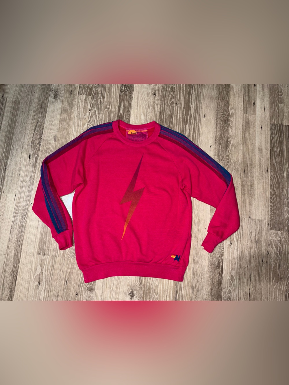 Aviator Nation Bolt 5 Stripe Crew Sweatshirt Pink Size Small - Picture 4 of 8